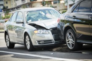 two cars after a rear end collision