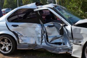 Savannah Side-Impact Collision Lawyer | No Fees Unless We Win The aftermath of a side-impact collision on a standard four-door vehicle.