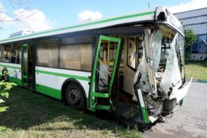 Columbus, GA, Bus Accident Lawyer | John Foy & Associates damaged bus after bad accident
