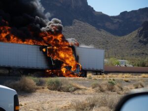 Truck Accident Lawyer in Doraville | Free Consults semi-truck on fire