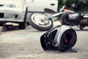 close-up of helmet after motorcycle accident