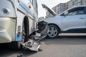 SUV hitting a bus