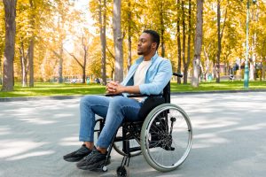 black man in a wheelchair