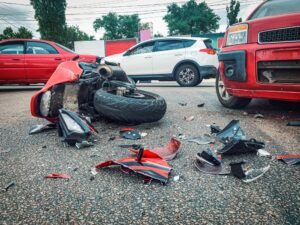 Motorcycle Accident Lawyers in Clarkston | Free Consults red motorcycle crashed