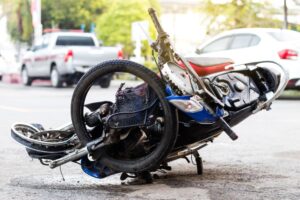 Motorcycle Accident Lawyer in Locust Grove | Free Evals close-up on crashed bike