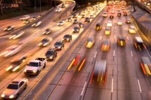 speeding cars on a freeway