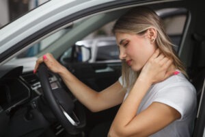 blonde woman with whiplash