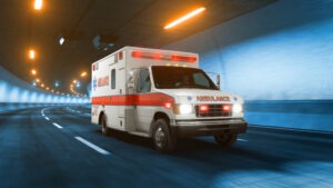 ambulance riding through a tunnel