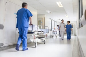 male nurse pushing stretcher