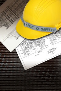 construction helmet with workers comp papers