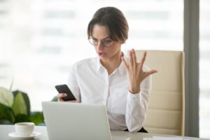 woman angry at workers comp adjuster text