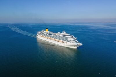 A large cruise ship. A lawyer can explain what cruise ships do in the event of a medical emergency.