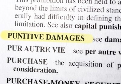 The phrase “punitive damages” highlighted in a dictionary
