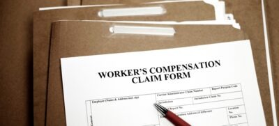 How Does Federal Workers' Compensation Work in Georgia? An official federal workers’ compensation claim form on a stack of tan folders.