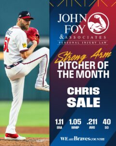 Chris Sale is the John Foy & Associates Strong Arm Pitcher of the Month for May 2025.