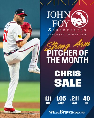 Chris Sale: Strong Arm Pitcher of the Month Chris Sale is the John Foy & Associates Strong Arm Pitcher of the Month for May 2025.