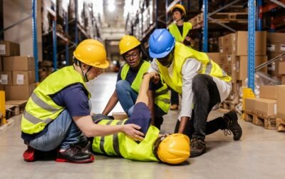 What Workers' Compensation Covers | John Foy & Associates An injured worker is lying on the floor surrounded by his colleagues. They wonder what expenses workers' compensation will cover.