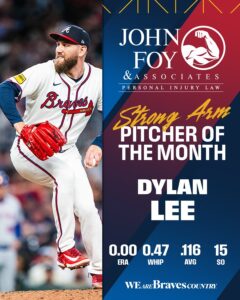 John Foy & Associates Strong Arm Pitcher of the Month for June 2025, Dylan Lee.