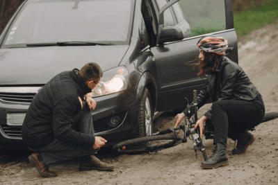 Two people in a rear-end collision accident
